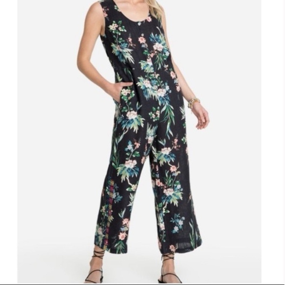 Johnny Was Print Easy Linen Jumpsuit Black (19)